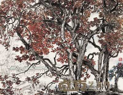 朱修立 深秋图 镜心 35×44cm